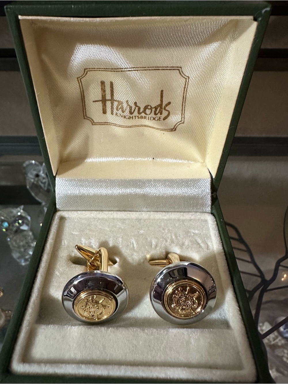 Harrods Gold and Silver Round Medallion Cufflinks